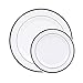 EDI 40 Pack Premium Disposable Plastic plates (20 Dinner + 20 Salad plates) White/Silver Rim (1)