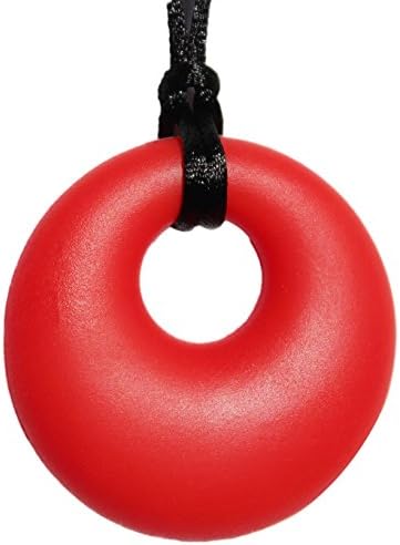 Teething Relief Silicone Pendant Necklace for Mothers - BPA Free, Non Toxic Gum Massager - Drooling Toddler - Happy Baby (Red)
