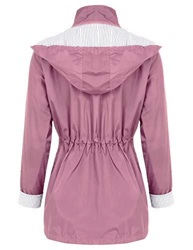 FISOUL Raincoats Waterproof Lightweight Rain Jacket Active Outdoor Hooded Women's Trench Coats Pink