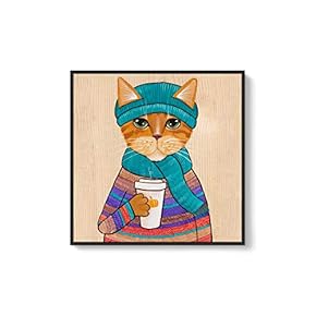 Framed Canvas Wall Art for Living Room, Bedroom Cute Animal Theme Canvas Prints for Home Decoration Ready to Hang - 16x16 inches