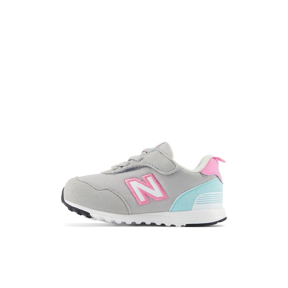 New Balance Kid’s 515 V1 NEW-B Hook & Loop Sneaker, Rain Cloud/Reflection/Signal Pink, 2 XW Infant
