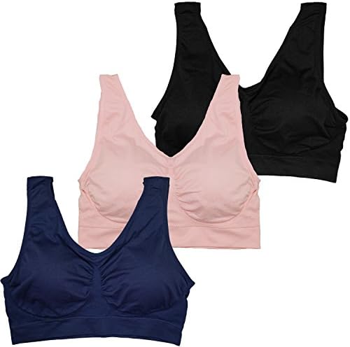 StylzooWomen's Plus Size 3 Pack Seamless Wire Free Bra with Removable Pads