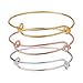 BENECREAT 15PCS/Set Adjustable Wire Blank Bracelet Expandable Bangle for DIY Jewelry Making, 2.5 Inch - Silver & Golden & Rose Gold
