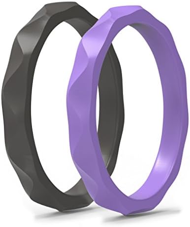 Minerva Stackable Silicone Ring (Black, Purple, 6)