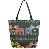 Bolaz Swedish Dala Horse Folk Canvas Tote Bag Tote Carrying Bag Shoulder Bag for Shopping Travel bag Reusable Grocery Bags