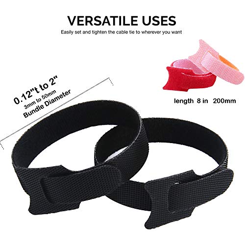 50 PCS Reusable Cable Ties,Multi-Purpose Cord Management,Fastening Hook Loop Cord Ties,Wire Organizer Cord Rope Holder 6 Inch Multicolor