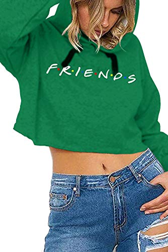 Idepet Women’s Casual Friends Letters Print Crop Top Loose Pullover Friends Shirt Teen Girl TV Show Hoodie Sweatshirt
