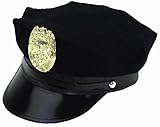 Dress Up Hats for Adults - Costume Party Hats for Men Women Unisex BY Funny Party Hats (Black Police Cap With Badge)