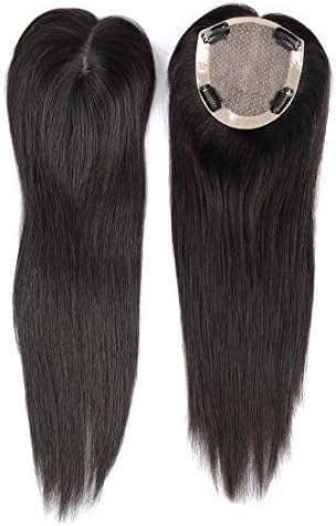 Beauty Girl Remy Human Hair Topper Pieces,Silk Top Pieces for Hair Loss Women,Size 12x13cm Natural Hairline Looking (12x13 cm, 20inch)