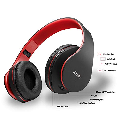 ZIHNIC Bluetooth Headphones OverEar, Foldable Wireless and Wired