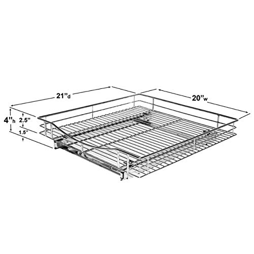 Lynk Professional Organizer and Pull Out Under Cabinet Sliding Shelf, 20" W x 21" D x 4" H, Chrome (Certified Refurbished) - Thumbnail 3