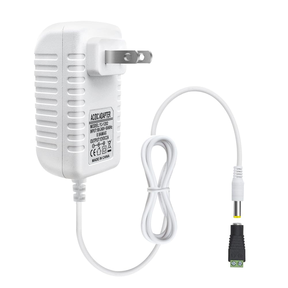 Photo 1 of 12V Power Supply, 12 Volt 2A 24W DC Power Supply, White Switching LED Power Adapter, AC 110V to 12V Wall Mounted Transformer Plug for LED Strip Lights with 5.5/2.1 DC Female Connector