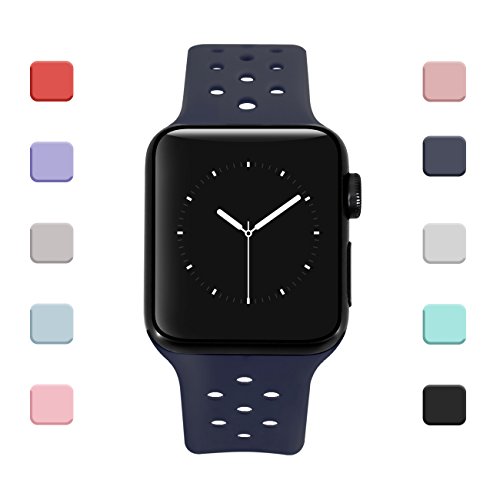 Rockvee Band for Apple Watch 42mm 38mm Women Men, Soft Silicone Sport Strap Replacement Bands for Iwatch Apple Watch Series 3, Series 2, Series 1