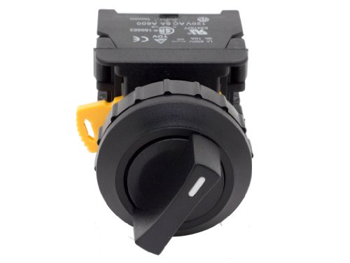 Alpinetech CS-30 Black 30mm Maintained Selector Switch 1NO 1NC 2 Positions