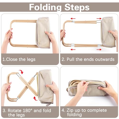Muyohix Small Portable Folding Stool, Outdoor Folding Stool, Portable Folding Chair, Folding Stool for Camping, Hiking, Barbecue, Golf (Khaki)