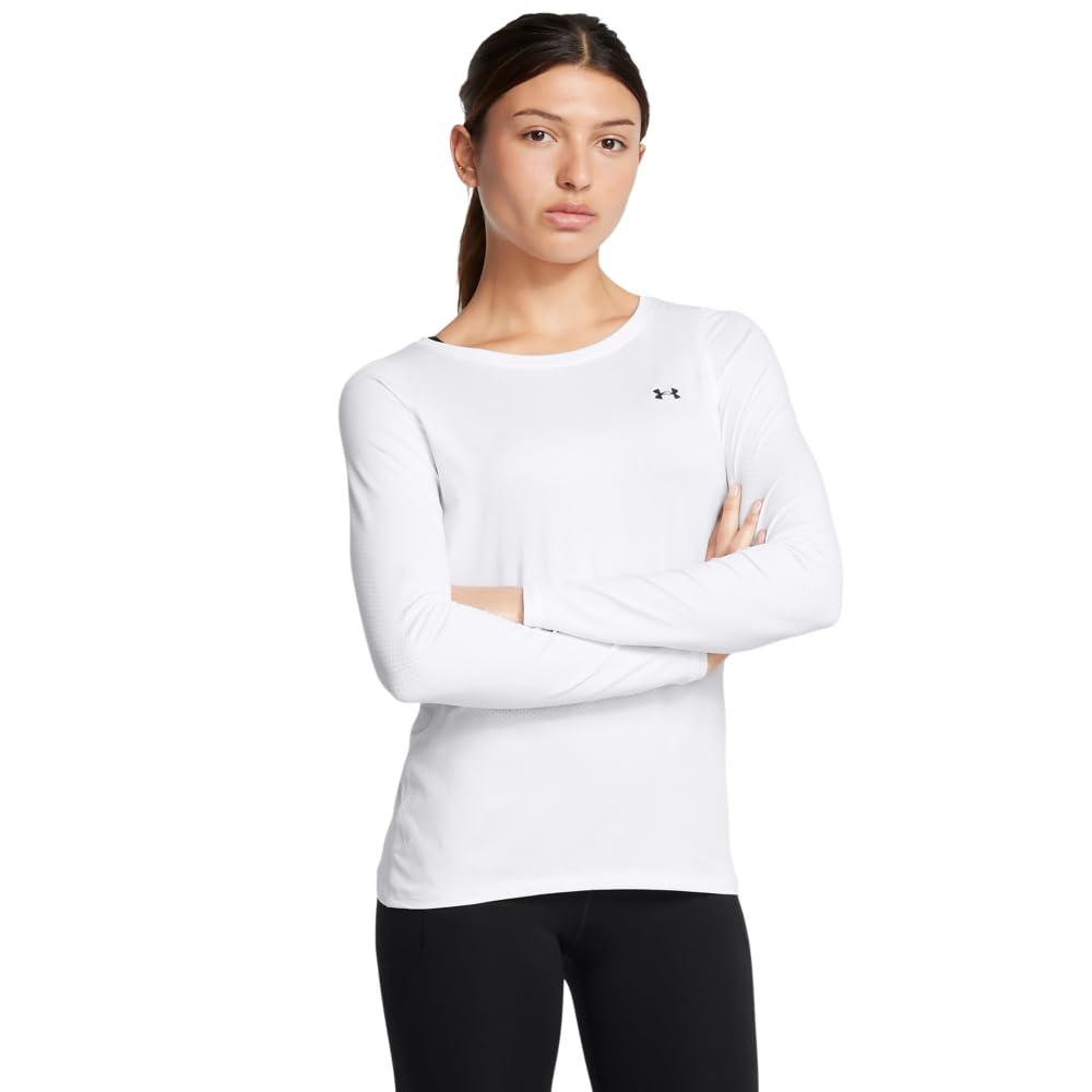 Photo 1 of Under Armour Womens HeatGear Armour Long-Sleeve T-Shirt, (101) White / / Black, Small