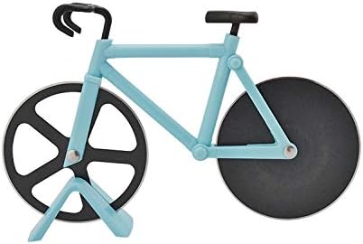 Bike Pizza Cutter,Bicycle Shape Pizza Slicer Dual Stainless Steel Non-Stick Wheel Blades(Blue)