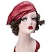 Lawliet Womens Faux Leather Beret Beanie Hat Army Military Adjustable Fashion T294 (Wine)