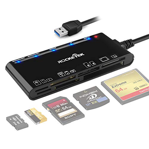 Kartenleser USB 3.0, Rocketek 7-in-1-Speicherkartenleser, USB 3.0 (5 Gbps) Hochgeschwindigkeits-CF/SD/TF/XD/MS/Micro-SD-Kartenlösung All-in-One-Kartenleser für Windows XP/Vista/Mac OS/Linux, etc