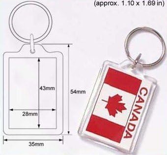 50 Pcs of DIY Blank Clear Acrylic Craft Keyring with photo insert size of 28x43mm (approx. 1.10 x 1.69 inches) Keychain N9008