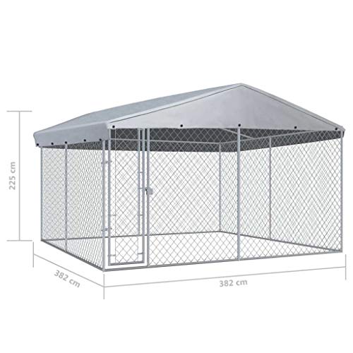 vidaXL Outdoor Hundezwinger mit Ãberdachung 382x382x225 cm Hundehütte Hundekäfig – Bild 6