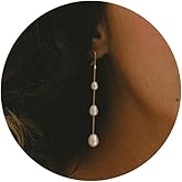 Vavily Long Pearl Dangle Earrings for Women Simple Long Drop Pearl Dangling Earrings Bridal Wedding Prom Birthday Gifts Jewelry