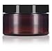 4 oz Amber PET Plastic (BPA Free) Refillable Low Profile Jar with Black Smooth Lids (6 pack)