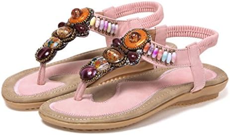 WOCACHI Women Shoes Summer Bohemia Sandals Leather Flat Peep-Toe Shoes Casual Ethnic Sandals