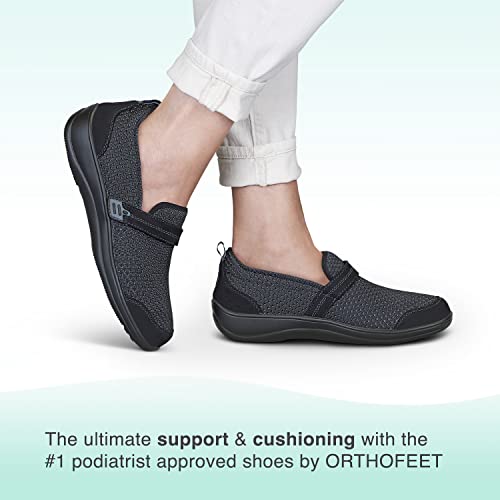 Orthofeet Women's Orthopedic Black Stretch Knit Quincy SlipOn Shoes