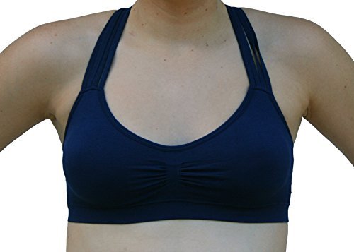 Anemone Strappy Criss-cross Back Comfort Sports Bra with Removable Pads (O/S, Navy)
