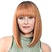 Kalyss Short Ombre Honey Blonde 2 Tones Black to Blonde Bob Wigs with Hair Bangs Heat Resistant Yaki Synthetic Straight Full Head Hair Replacement Wig for Women Natural Looking for Daily Wear