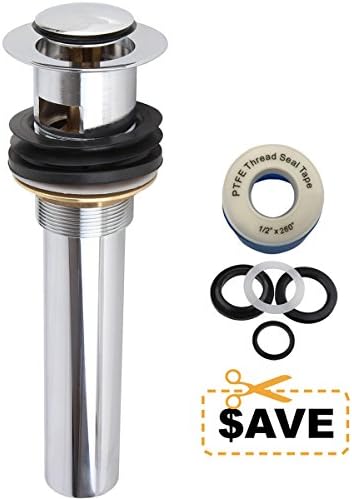 Bathroom Faucets Vessel Vanity Sink Pop Up Drain Stopper for Plumbing with Overflow, Polished Chrome