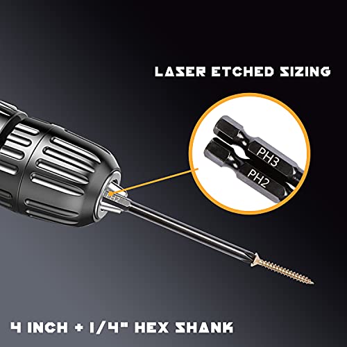 4" Long Screwdriver Drill Bit Set (24 Pack with Storage Case) Set