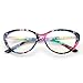 PenSee Womens Oval Cat Eye Retro Eyeglasses Frame Clear Lens Glasses (Blue Flower)