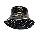 Black Patent Polka Dot Reversible Waterproof Bucket Rain Hat, Foldable, One Size