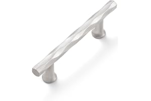 JIASENBAO Brushed Nickel Cabinet Pulls 3" Hole Center 10 Pack Hammered Silver Cabinet Handles Decorative Kitchen Drawer Dresser Cupboard Bathroom Vanity Cabinet Hardware Rhombus