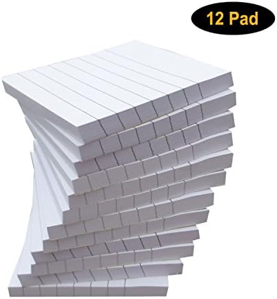 Creatiburg Sticky Note Lined White 3 x 3 Inches 12 Pads, 100 Sheets/Pad, Easy Post Notes Individually Wrapped and Carton Packaging, Great Office and School Supplies