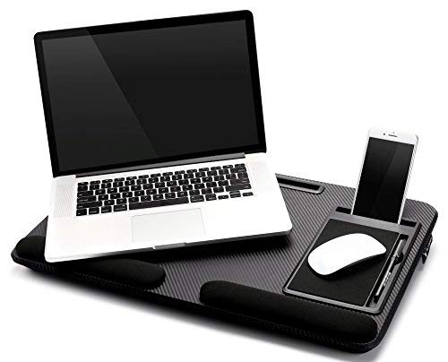 Laptop Lap Desk Tablewith Tablet Tray,Cell Phone Tray,Pen Tray,Built-in Laptop Stop Bar,Built-in Mouse Pad, Pillow Foam Cushion, Soft Wrist Rest Fits Laptop Up to 17.3 Inch