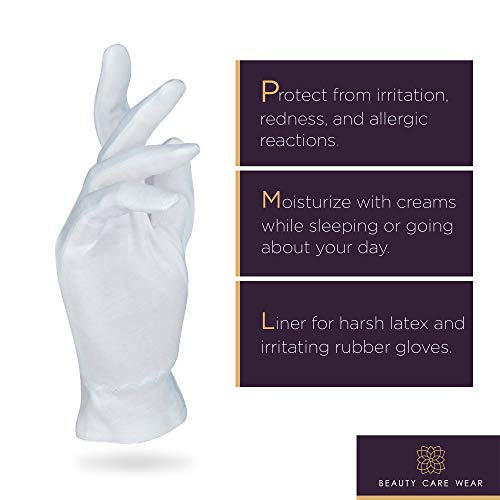 White Gloves Medium (10 pair) Cotton Gloves for Eczema, Cotton Gloves
