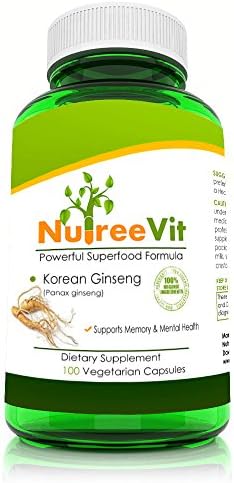 Pure 100% Korean PANAX Ginseng Vegetable Capsules (500mg) Memory Enhancement