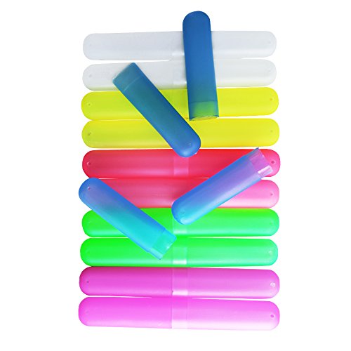 ISusser Pack of 12 Plastic Toothbrush Case, 6 Color Portable Dust-proof Toothbrushes Holder for Inside and Outside