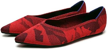 LingGT Red Ballet Flats Women Plaid Comfort Pointed Toe Shoes (Color : Red, Size : US 9)