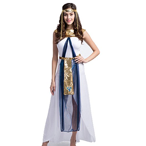 YUKIS Women Greek Goddess Cleopatra Egypt Style Maxi Skirt One-Piece Dress Halloween Cosplay Costume
