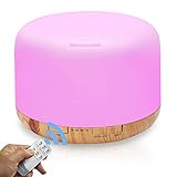 COSSCCI 500ML Aromatherapy Essential Oil Diffuser, Ultrasonic Diffuser Cool Air Mist Humidifiers for Baby Bedroom Home Office, 7 Colors Night Light,Auto Shut-Off,Time Setting