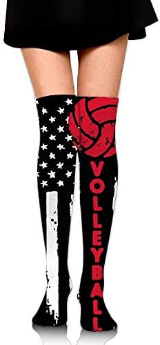 Women's Knee High Sport Long Sock Volleyball American Flag for Football Sport Long Stockings