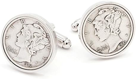 JJ Weston Mercury Dime Coin Cufflinks. Made in the USA.
