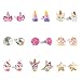 Hypoallergenic Earrings Set for Little Girls, Children's Colorful Cute Unicorn Earrings for Kids