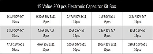 Frentaly® 15 Value 200 pcs Electrolytic Capacitors Assorted Assortment Box kit Set Easy Use - Thumbnail 2