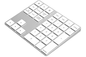 Bluetooth Numeric Keypad, Aluminum Wireless Bluetooth 34-Key Number pad with Multiple Shortcuts for Computer Laptop Windows S