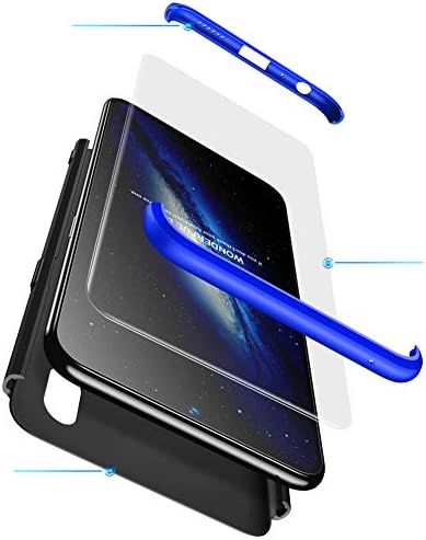 PAIPAIGUAN VIVO V11/X21s Case VIVO V11/X21s Cover[Screen Protector Included] 3 in 1 Anti-Scratch Exact Slim Full Body Protection Thin Case for VIVO V11/X21s 360°complete package protection-Black Blau